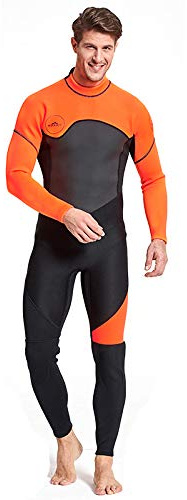 Sbart Neoprenanzug für Herren, volle Länge, 3 mm, für Sommer, Winter, Neopren, Surfen, Tauchen, Schwimmen, Neoprenanzug, Orange, XL