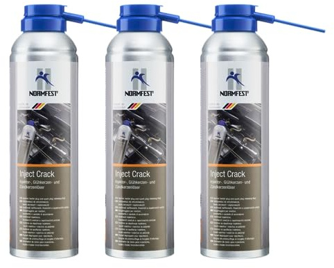 Normfest Inject Crack – Speziallöser für Injektoren, Glühkerzen und Zündkerzen, löst Verkohlungen und Korrosion, hitzestabil bis +100 °C, hochkriechfähig, für Motorreparatur und Werkstatt, 3x 250ml