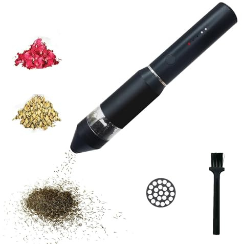 Electric Herb Grinder Pen,Handheld Smart Pollen Spices, Built-in Rechargeable Battery and Easy to Clean (Black)