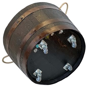 Temesso Halbes Fass rund aus einem original schottischen Whiskyfass - geölt (Geölt - mit Schlaufen und Rollen)