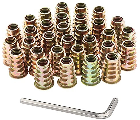 Faankiton 100 Pièces Écrou Hexagonal Fileté en Alliage de Zinc, Écrous Filetés Bois pour Meuble, Écrous D'insertion Filetés, Insert Fileté Hexagonale Écrous (M8*20mm)