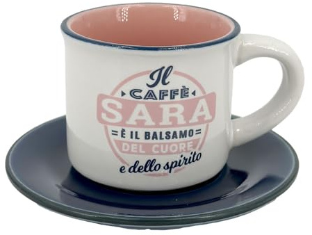 CLEARCO Tazzina da caffè in gres porcellanato personalizzata con piattino - Sara