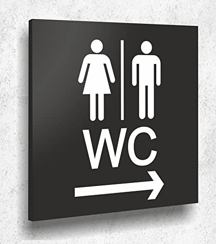 Türschild WC Damen Herren rechts Schild PERSONAL Schwarz Matt UV Druck 12 x 12cm - 3mm Aluverbund- Made in Germany Art.Nr. A2100