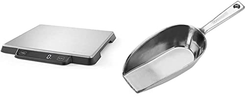 HENDI 580233 Digitale Küchenwaage, Haushaltwaage, für max 15kg & Westmark Abwiege-/Abfüll-/Futter-/Sackschaufel, Füllvolumen: 300 ml (ca. 290 g Mehl), Aluminium, Hygia, Silber