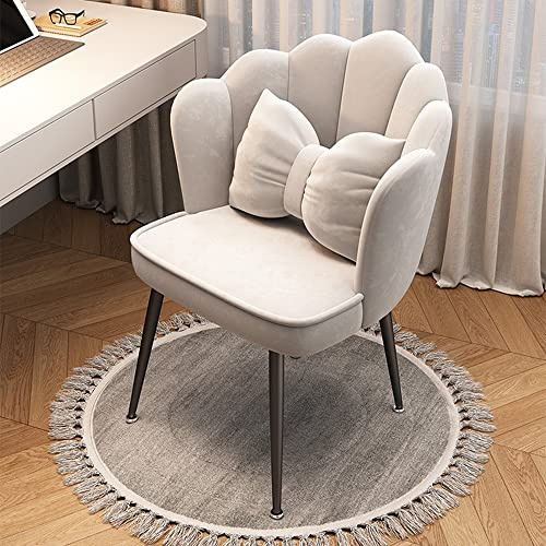 Sammet stoppad vardagsrum kronbladsstol, bekväm mitten av århundradet modern smink-kammad stol, retro fritid accent matstol, för matsal, sovrum, sminkbord