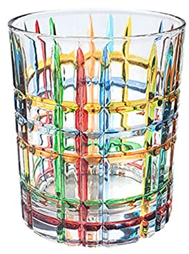TITA-DONG Verres à Whisky Peints à la Main, Verres à Boire Colorés Créatifs, Verres à Vin Uniques, Verres à Boire en Verre à L'ancienne Soufflés à la Main pour Scotch Rum Bourbon(bande/2pcs)