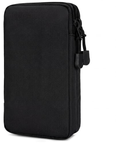 Molle Tasche Geldbörse Doppelschicht Outdoor Wasserdicht Militär Taille Bauchtasche Männer Unter 7 Zoll Telefon Tasche Camping Taktische Tasche (Black)