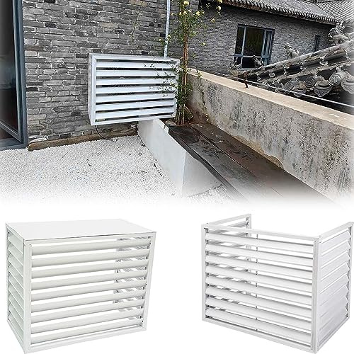 Cache Climatiseur en Aluminium, Protection De Unité Extérieur pour Pompe À Chaleur Écran Barrière D'intimité, Couvercle Anti-Poussière pour La Maison, Facile À Installer (Color : Blanc, Size : 110x8