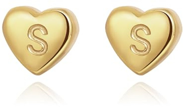 Orecchini a bottone in oro a forma di cuore Lettere delicate A-Z Orecchini in oro placcato Dupes Nome iniziale Orecchini a perno Regali personalizzati Gioielli per donne Ragazze