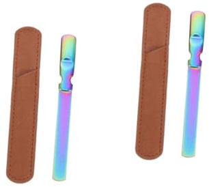 minkissy 2piezas Uñas De Inoxidable Doble Cara Herramienta De Manicura Portátil Para Pulido y Abrillantado De Uñas Para Salón De