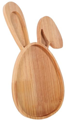 Ciieeo Easter Bunny Shaped Wooden Serving Tray for Fruit and Appetizers Rustic Decorative Tray for Home Kitchen and Parties Easy to Clean Decor for Spring Celebrations
