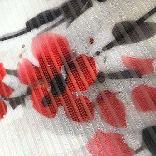 HOME in green BELMIRA Schiebegardine recyceltes Polyester, 245x60 cm, Blumendruck, Farbe:rot, Größe:245 x 60 cm, Anzahl:3er Set (2X, 1x)