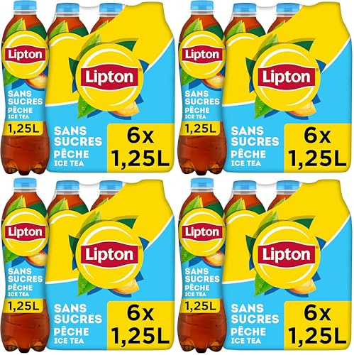 Lipton Ice Tea Pêche Zéro Bouteille 6 x 1,25L Pack (Lot de 4)