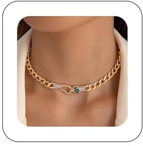 Cimenexe Bohème Smaragd Schlange Choker Halskette Gold Kristall Schlange Anhänger Halskette Dicke Schlange Panzerkette Halskette Grün Cz Schlange Halskette Schmuck Für Frauen Und Mädchen Geschenk