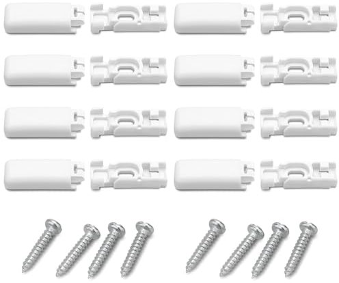 8 Stück Plissee-Klemmträger und Halterung in Weiß - PE Klemmen, Spannschuhe