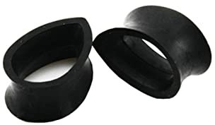 Epinki Piercing Schmuck, 2 Stück Ohr Tunnel Expander 14mm, Silikon Tunnel Piercing Set Tropfen Schwarz Ohrringe Ohrpiercing