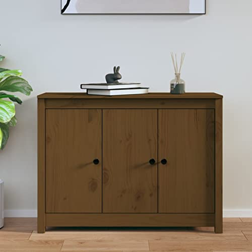 Somanki Sideboard Honigbraun 100x35x74 cm Massivholz Kiefer, Kommode Schlafzimmer, Kommoden & Sideboards, Wohnzimmerschrank, Flur Kommode, Zimmer Möbel - 814562