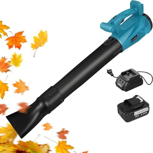 WaaYb Cordless Leaf Blower, Lightweight Mulcher 24000r/min, 6 Gear Adjustment Leaves Vacuum Cleaner & Mulcher with Batteries and Charger for Clearing of Leafs, in Garden, Patio