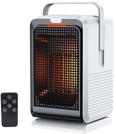 SIC Stufa elettrica con elemento in ceramica PTC, Termoventilatore, ventilatore aria fresca，Telecomando, Protezione da surriscaldamento e contro il ribaltamento, Modalità ECO (BIANCO)