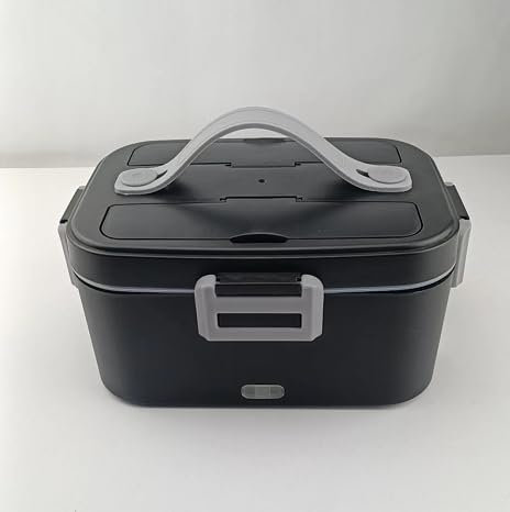 SOBEAU Scaldavivande Elettrico Portatile, 12V 24V 220V Porta Pranzo Riscaldabile, 1,8L Schiscetta Pranzo Riscaldabile, Portavivande Elettrico Portatile per Auto Camion e Ufficio, Nero