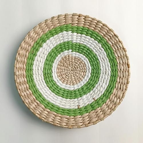 20-30CM Natural Hand-Woven Placemats Round Boho Rattan Placemats Water Hyacinth Placemats, Rustic Braided Wicker Table Mats for Dining Table(A8,20cm)