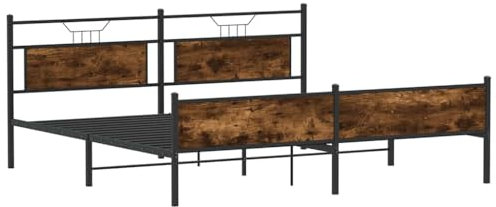 vidaXL Metallbett ohne Matratze Räuchereiche 193x201 cm