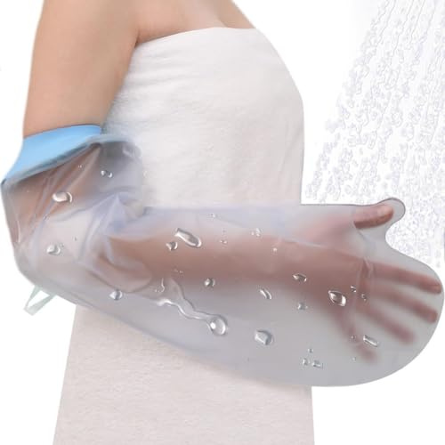 Nokwocy Duschhandschuh, Duschschutz arm, Gipsschutz wasserdicht arm， Wiederverwendbare Gipsarm Duschschutzabdeckung ，Wasserfester Schutz für Gipsarm beim Duschen & Baden (Kurzarm)