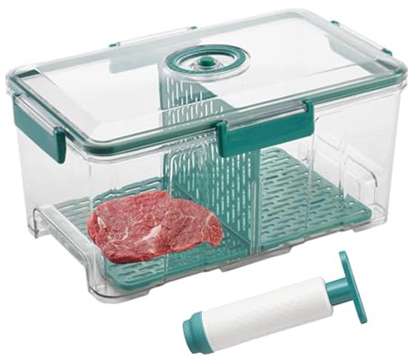 Contenedores De Alimentos De Vacío Con Bomba - Caja De Alimentos A Prueba De Fugas, Organizador De Bandeja De Divisor | Estuche De Almacenamiento Seguro De Microondas, Recipiente Marinado De Pescado H