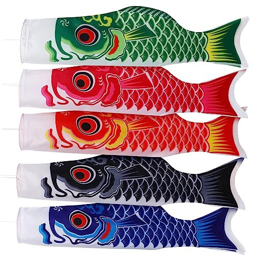 Gatuida 5stücke Japanische Karpfenflaggen Fischflagge Mehrzweck-fischflaggen Fischflagge Im Japanischen Stil Satinstoff Seidig