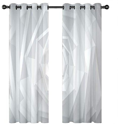 Lot De 2 Rideaux Occultants À Oeillets 3D Simplicité Géométrique Gris Clair Motif Rideau Fenetre Isolant Thermique Anti Froid Et Phonique 140X160Cm（L X H）Décoration De Fenêtre Pour Chambre Salon
