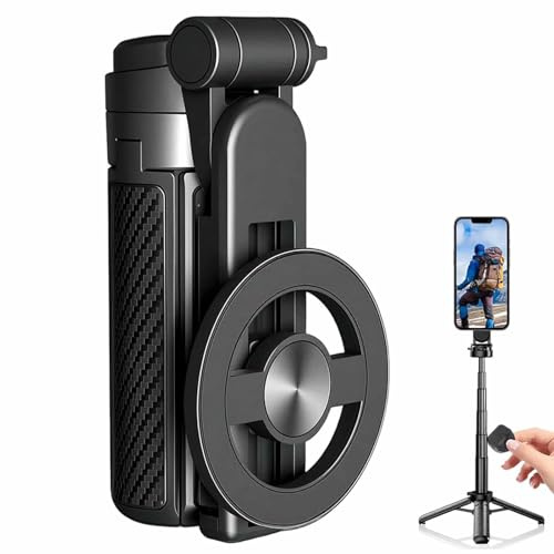 Perche à selfie magnétique multifonction 4 en 1, rotation à 360°, trépied portable avec télécommande sans fil, Bluetooth extensible pour voyage, vlogging et enregistrement