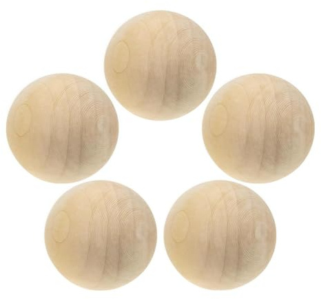 5 bolas redondas de madera sin terminar, esferas decorativas sin agujero, bolas de madera grandes para proyectos de bricolaje, artes y manualidades, pintura (10 cm)