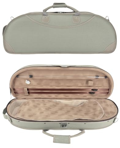 Conboxus Violin Case 4/4 full size with Adjustable shoulder Straps,Nylon Oxford Ultra Lightweight Hard shell Case With Safety Lock&Hygrometer&Bow Holders For Travel/Perform (pea green)