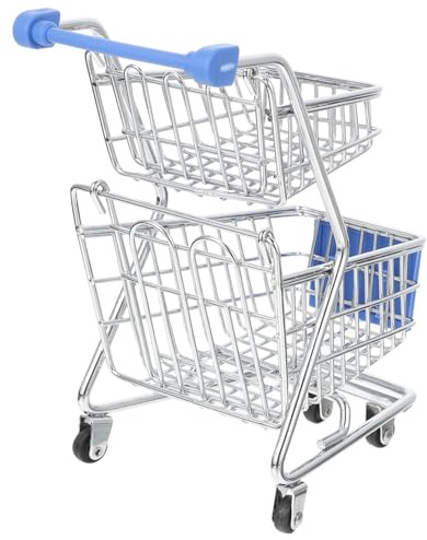 HOOTNEE Mini Shopping Cart Model with Iron Frame Small Trolley for Storage and Desktop Decoration Wear-resistant Supermarket Handcart Organizer