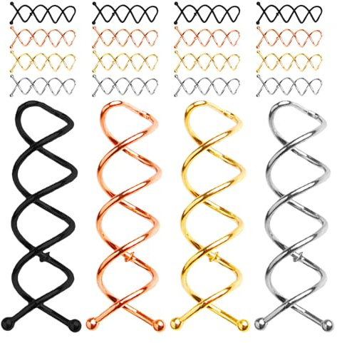 SAFIGLE 40 horquillas en espiral para el pelo: pinzas de metal con puntas redondeadas para mujeres y niñas. Ideales para hacer moños y tocados, ideales para fiestas, bodas y eventos.