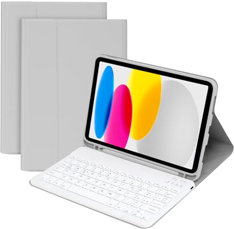 Cover con Tastiera per iPad 10ª Generazione 10.9 e iPad 11ª Generazione (A16) 11 (2022/2025) – Tastiera Bluetooth Italiana QWERTY Staccabile, Custodia Protettiva Sottile con Portapenna,Grigio
