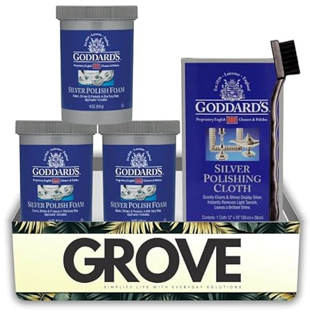 3x Goddard's Mild Scent Wrights Silver Cream 18 oz Foam Bundle with Wipes Cloth + Detail Brush – Cleans Tarnish, Reaches Intricate Silver, Leaves Protective Barrier – Gift Set (6 Items)