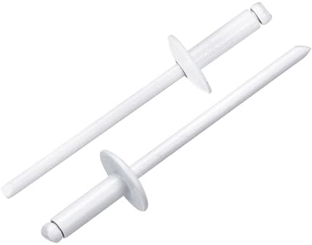 QUARKZMAN 50 Stück Blindnieten 1/8x3/8 Aluminium Nieten, Popnieten Mit Greifer Und Stahldorn Große Flansch Befestigungsnieten Für Metall Möbel Automotive Weiß
