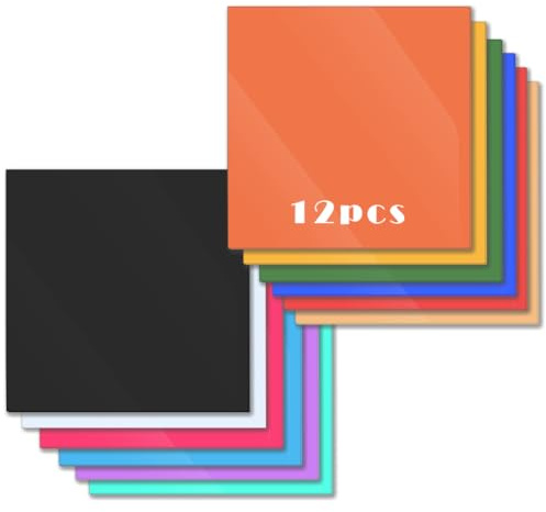 12 Farben Acryl kunststoffplatte 3mm 12 Stück diy Farbig Acrylplatte Transparent Laserschneideplatten,Acrylglas Platte für Siebdruck,Lasergravur,Handgravur,Handwerkliche Fertigung usw 20x20cm
