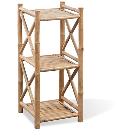 Owoxanthellate Bambus Standregal mit 3 Böden 35x35x81 cm Modernes Lade-Design Robust & Langlebig für kleine Räume Küche Bad Wohnzimmer Balkon Garten