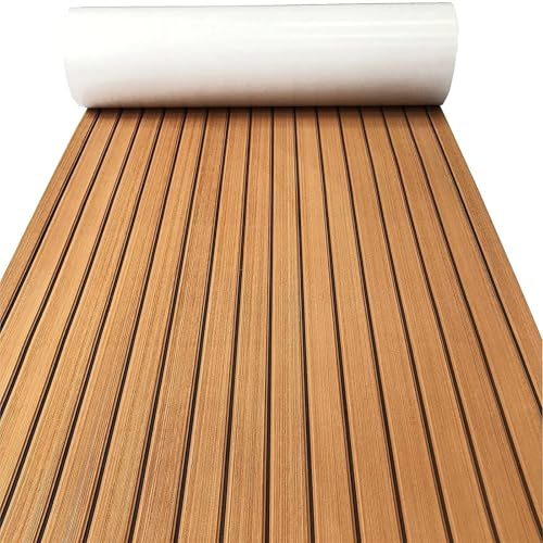 DSFIHJO Pavimentazione per Barche 2400x900x6mm Eva Foam for Boat Marine Flooring Faux Teak Decking Sheet Striped Yacht Mat Vehicle Pad Deck Adesivo(Brown Black)