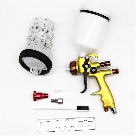 FJLKGDSP Pistola pulverizadora con boquilla de 1,3 mm, pistola pintura aire, a base agua, aerógrafo for automóviles(Gold)