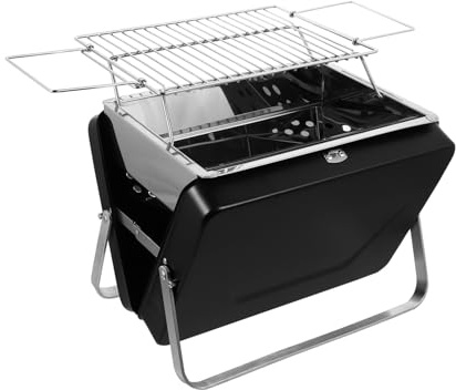 Parrilla portátil de carbón para barbacoa, estufa ligera estilo maletín para exteriores, para camping, picnic, viajes y patio trasero, fácil de llevar, perfecta para portón trasero y cocinar al aire