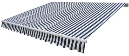 Auvent à bras articulé, 400 cm, bleu/blanc, résistant aux UV, imperméable, avec télécommande, pour terrasse et jardin, résistant