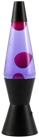 I-TOTAL® - Lampada Lava LED – Design Moderno con Effetto Bolle Fluide, Basso Consumo, Luce LED Integrata, 37 cm (Base Nera, Liquido Viola, Cera Rosa)