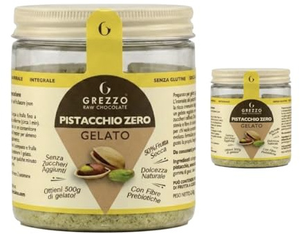 Preparato per Gelato al Pistacchio Senza Zucchero – Senza Gelatiera, Facile e Veloce – Senza Lattosio e Glutine – Confezione da 2 per 1000g di gelato al pistacchio