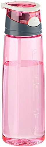 PEARL Sports Trinkflasche Sport: BPA-freie Kunststoff-Trinkflasche mit Einhand-Verschluss, 700 ml, pink (Einhandverschluss, mit Strohhalm, Trinkhalme)