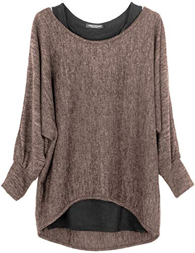 Emma & Giovanni - tröja i stora storlekar (2 stycken) – Made in Italy – dam, BRUN, M/L