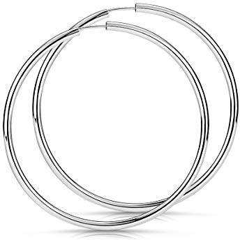 MATERIA - Orecchini a cerchio da donna, in argento 925 rodiato, molto flessibili, 60 mm, produzione tedesca, #SO-323