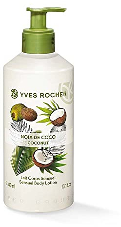 Yves Rocher Les Plaisirs Nature Körpermilch Kokosnuss, Gepflegte Haut mit dem sinnlichen Duft der Kokosnuss, 1 x Pump-Flacon 390ml
